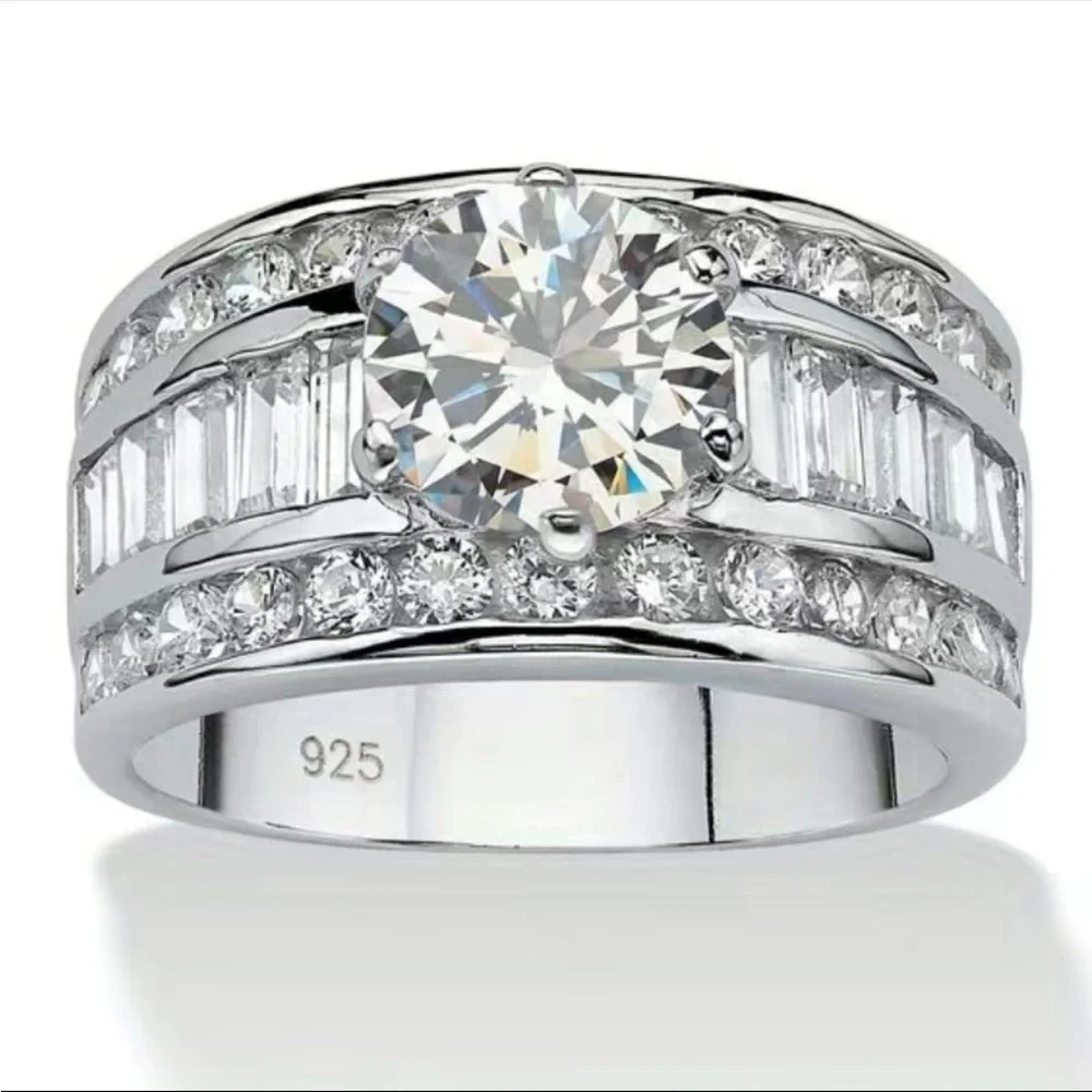 New 925 Silver Bridal Engagement Wedding Promise Romantic Proposal Diamond Ring - Picture 1 of 9